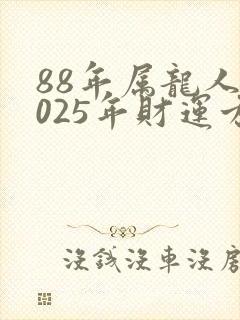 88年属龙人2025年财运方向