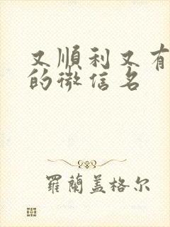 又顺利又有财运的微信名