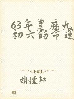 63年农历九月初六的命运