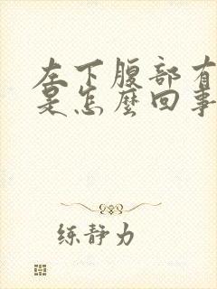 左下腹部有硬块是怎么回事