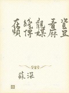 在线观看资源视频传媒麻豆