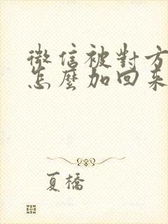 微信被对方拉黑怎么加回来封面