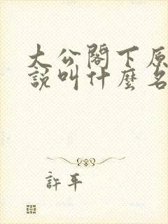 大公阁下原著小说叫什么名字
