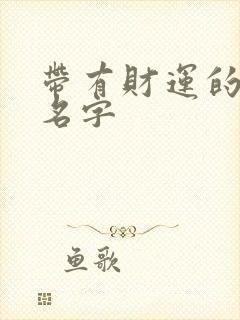 带有财运的微信名字