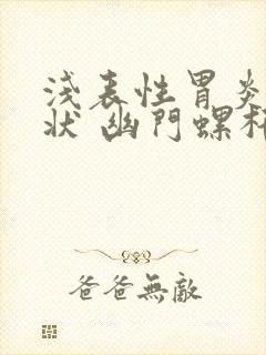 浅表性胃炎的症状 幽门螺杆菌