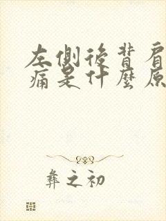 左侧后背肩胛骨痛是什么原因