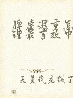 脾虚湿重怎么调理最有效中成药方