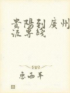 贵阳到广州的物流专线