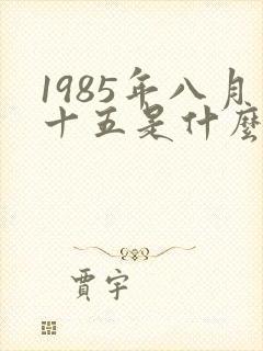 1985年八月十五是什么命封面