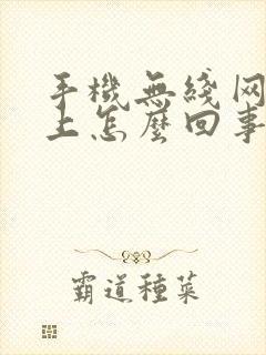 手机无线网连不上怎么回事