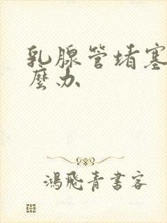 乳腺管堵塞了怎么办