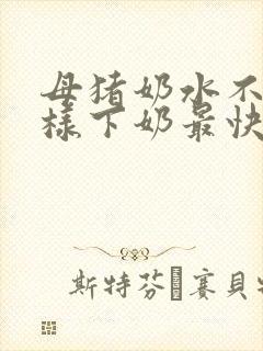 母猪奶水不足怎样下奶最快