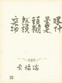 突然头晕眼花视物模糊是什么原因