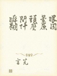 瞬间头晕眼睛模糊什么原因