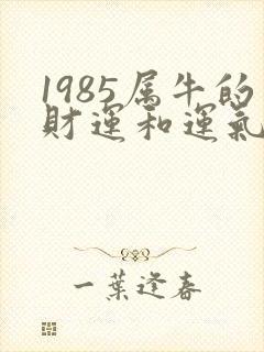 1985属牛的财运和运气如何