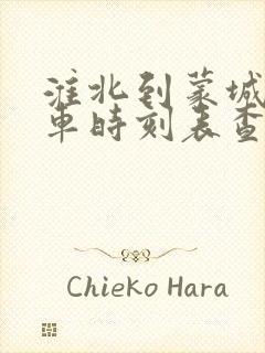 淮北到蒙城的汽车时刻表查询