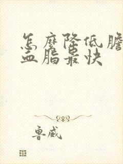 怎么降低胆固醇血脂最快