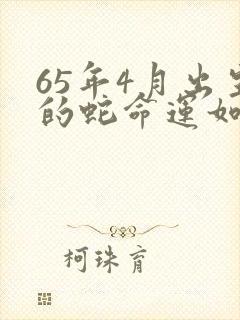 65年4月出生的蛇命运如何