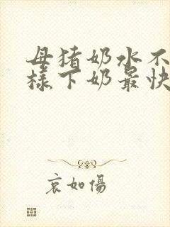 母猪奶水不足怎样下奶最快