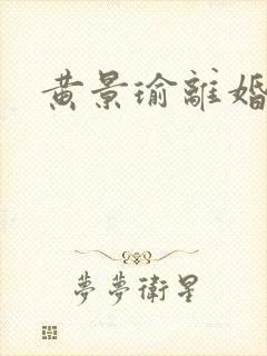 黄景瑜离婚真相