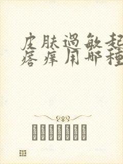 皮肤过敏起红疙瘩痒用哪种药