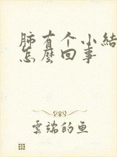 肺有个小结节是怎么回事封面