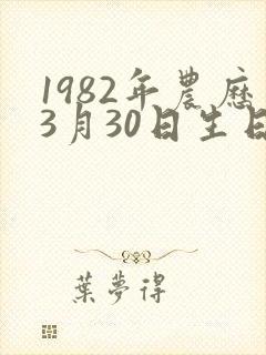 1982年农历3月30日生日命运