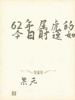 62年属虎的人今日财运如何