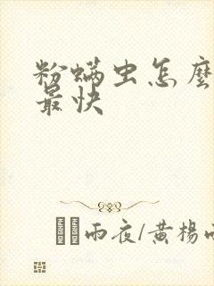 粉螨虫怎么消除最快