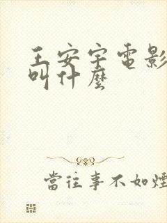 王安宇电影新片叫什么