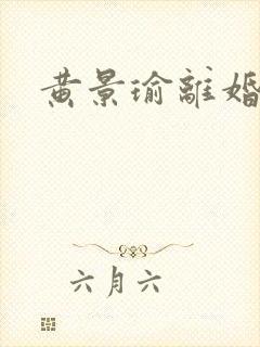 黄景瑜离婚原因