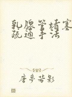 乳腺管堵塞如何疏通手法封面