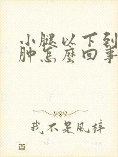 小腿以下到脚浮肿怎么回事封面