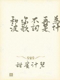 和你不再为爱奔波歌词是什么意思封面