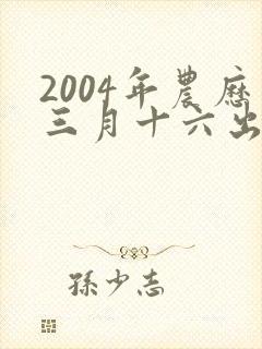 2004年农历三月十六出生的人命运