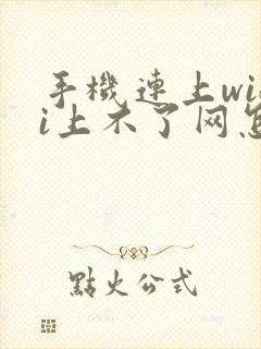 手机连上wifi上不了网怎么回事