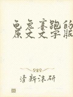 龟兔赛跑的故事原文文字版