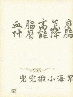 血脂高怎么办吃什么能降脂