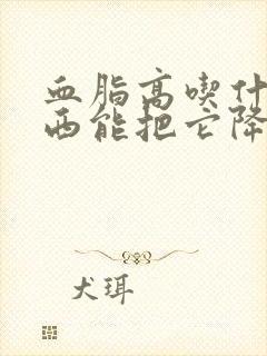 血脂高吃什么东西能把它降下来