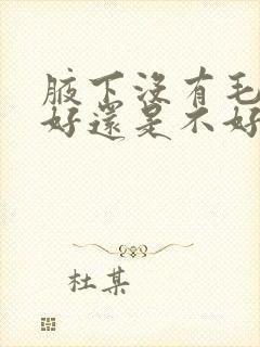 腋下没有毛毛是好还是不好封面