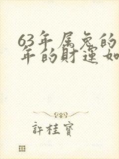 63年属兔的今年的财运如何