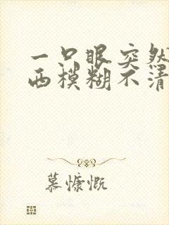 一只眼突然看东西模糊不清