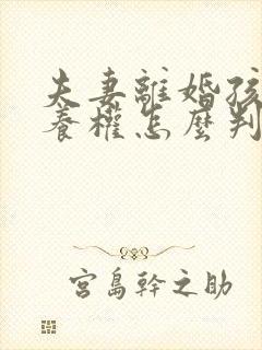 夫妻离婚孩子抚养权怎么判定给父亲