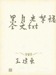 黑月光拿稳小说全文txt