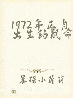 1972年正月出生的鼠命运如何封面