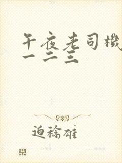 午夜老司机福利一二三