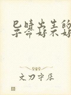 巳时出生的男孩子命好不好