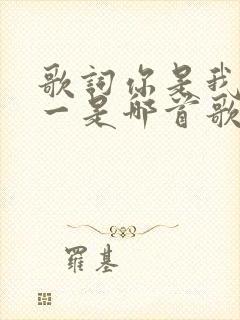 歌词你是我的唯一是哪首歌的歌词