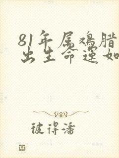 81年属鸡腊月出生命运如何