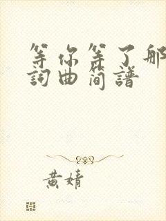 等你等了那么久词曲简谱封面